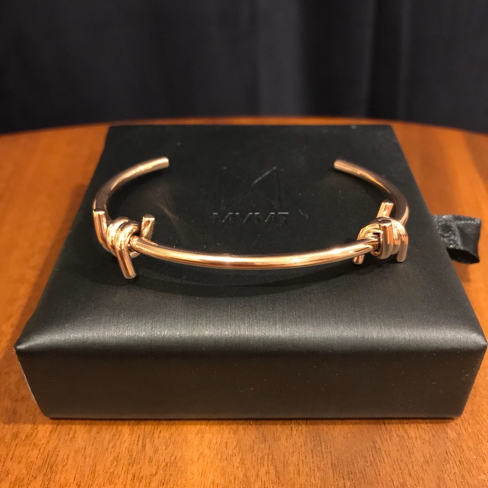 MVMT double barb bracelet in rose gold.